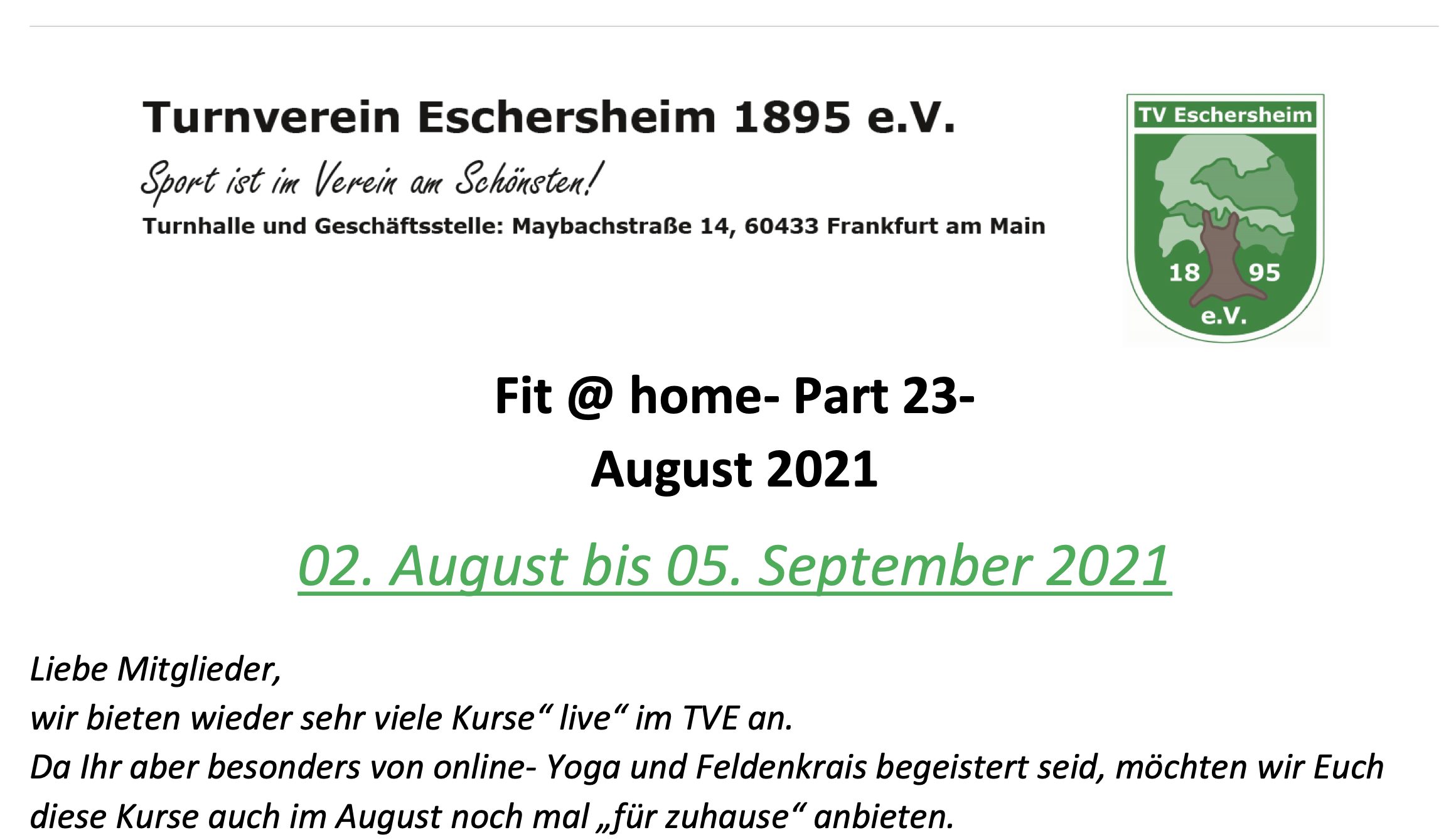 Fit@Home – Part 23 – August 2021