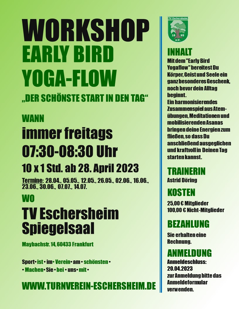 „Early Bird Yoga“ startet wieder am 28. April 2023