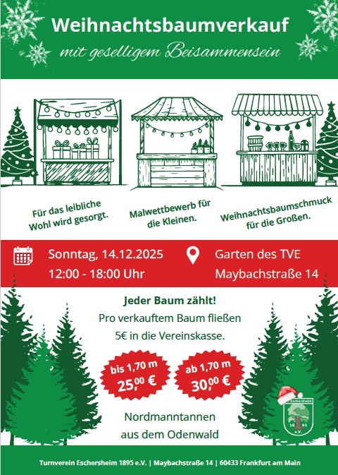 TVE-Weihnachtsmarkt mit Weihnachtsbaumverkauf am 14.12.25