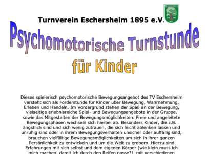 Psychomotorische Turnstunde - Allgemeine Informationen