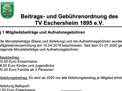 Beitrags- und Gebührenordnung