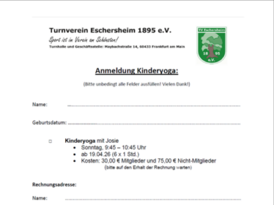 Anmeldeformular "Kinderyoga"