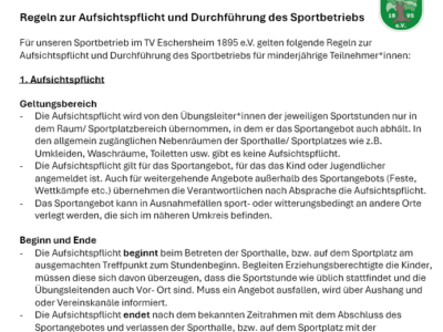 Regeln zur Aufsichtspflicht und Durchführung des Sportbetriebs