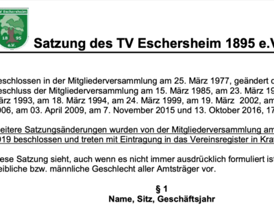 Satzung des Turnverein Eschersheim 1895 e.V. vom 22.10.2020