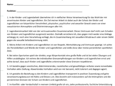 Verhaltenskodex Kindeswohl für Übungsleiter/innen
